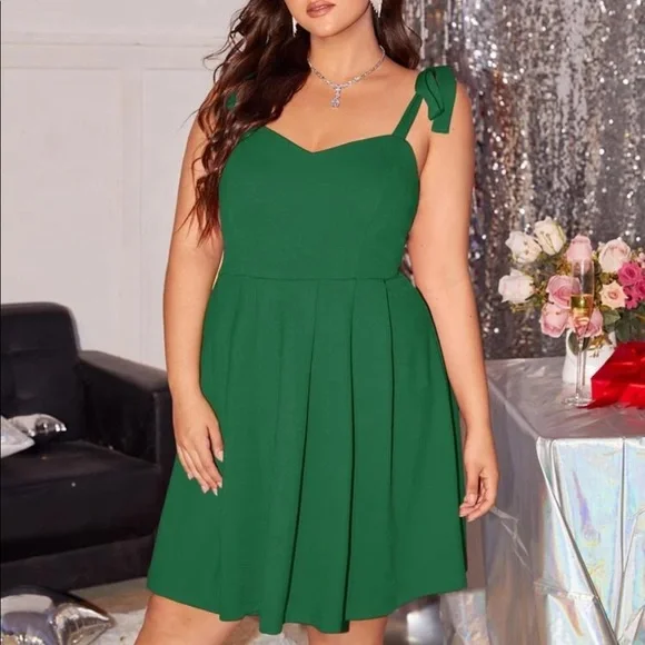 SHEIN | Dresses | Shein Plus Green Tie Shoulder Cami Dress 4xl | Poshmark